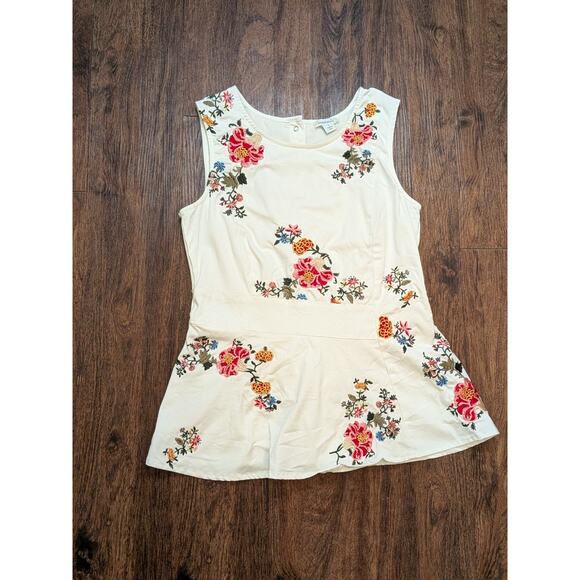 Sundance Top Womens Size S Small Peplum Sleeveless Belle Floral Embroidered Boho - Picture 2 of 10